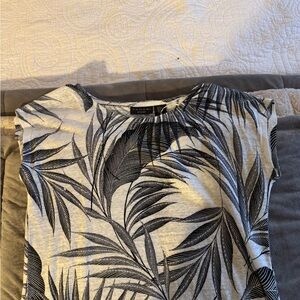 Tahari Black and White Leaf Print Blouse